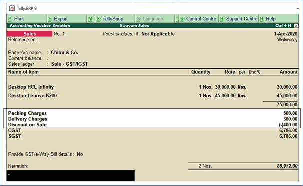 GST Sale of a Composite Supply in Tally.ERP9